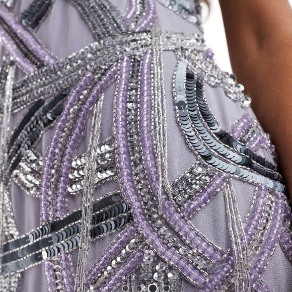 Gray Spaghetti Strap Maxi Gown for Wedding Guests - Picture 4 of 6